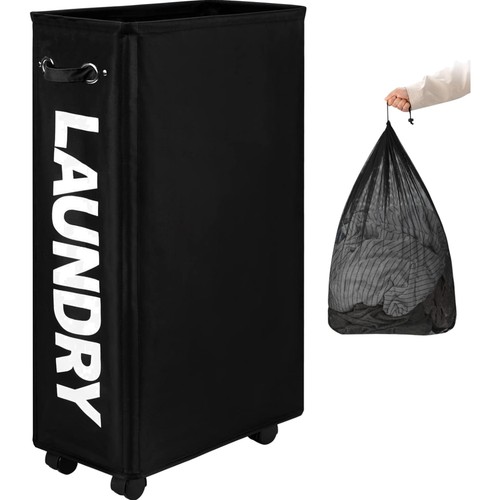 Wäschekorb 70l mit rollen - wäschekorb,