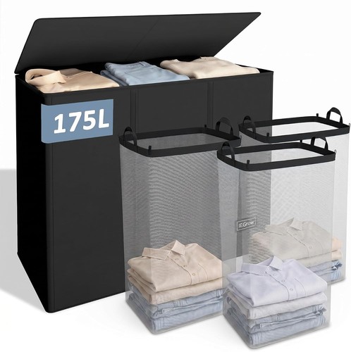 Wäschekorb 175l schwarz - 175l, 3