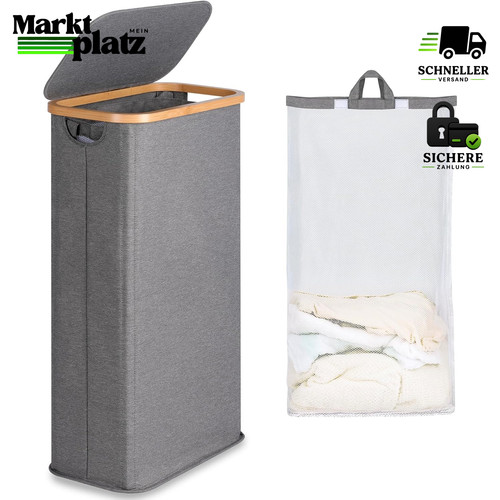 Wäschekorb schmal 63l grau - schmal,
