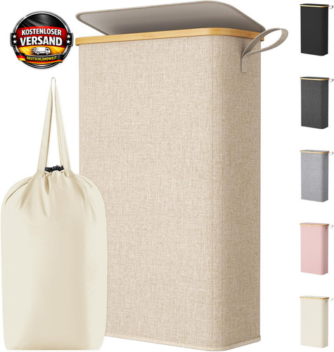 Schmaler wäschekorb 70l mit - wäschekorb,